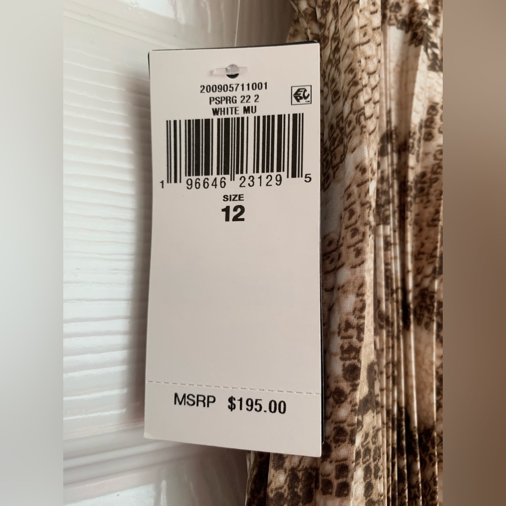 FINAL PRICE NWT Ralph Lauren Pleated Snake Print Satin Midi Skirt Brown/Cream 12 - Picture 2 of 11